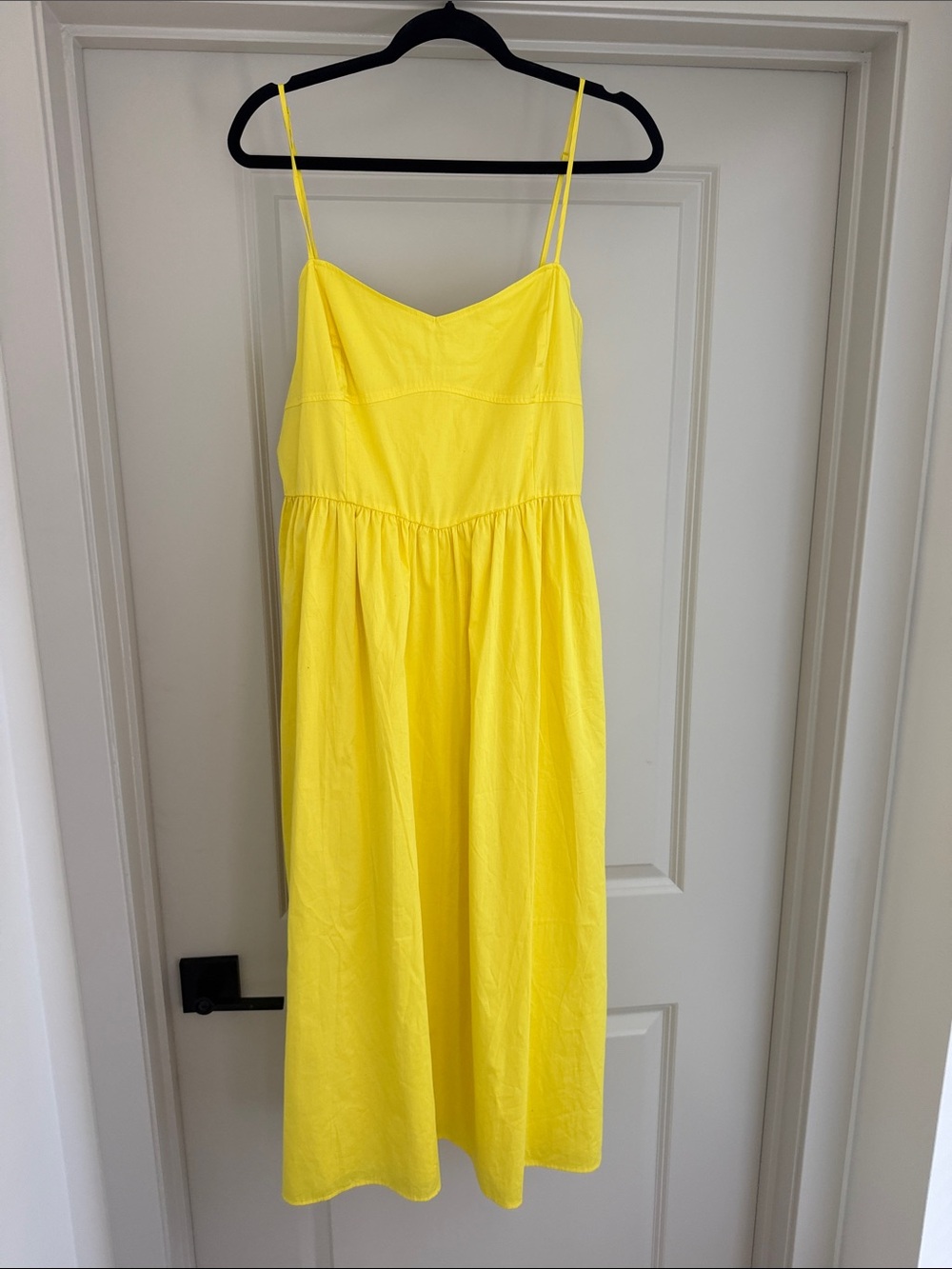French Connection Bright Yellow Spaghetti Strap Midi Dress